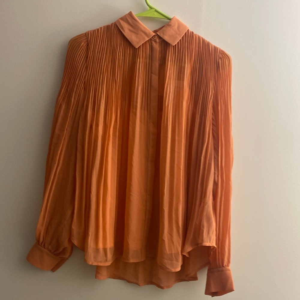 7 For all Mankind Coral Pleated Blouse Top XS